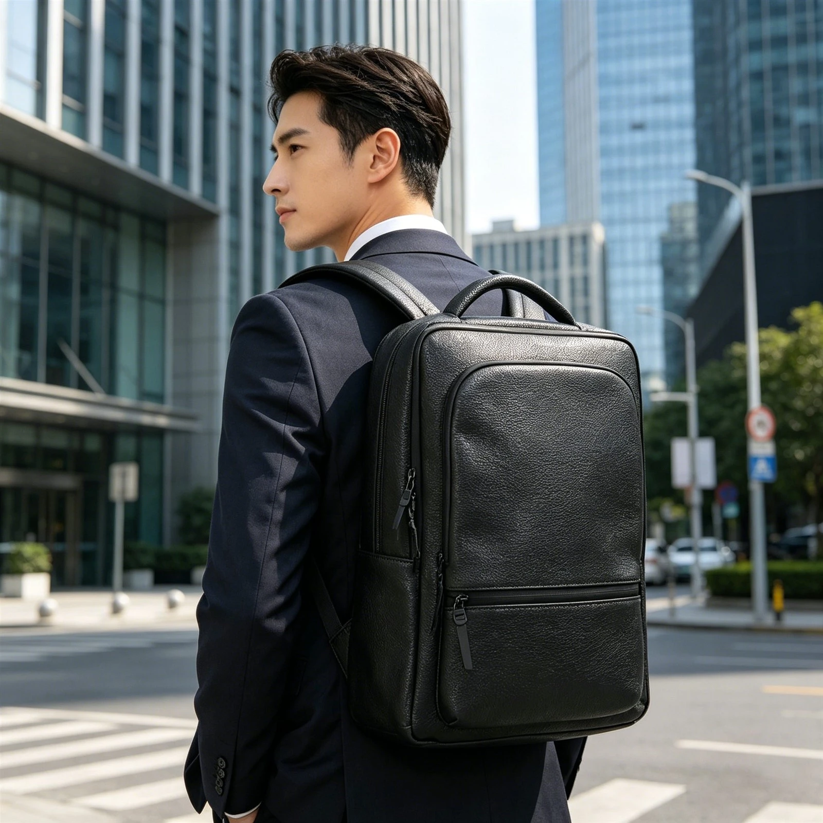 Mens Black Leather Laptop Backpack Mens Black Leather Laptop Backpack